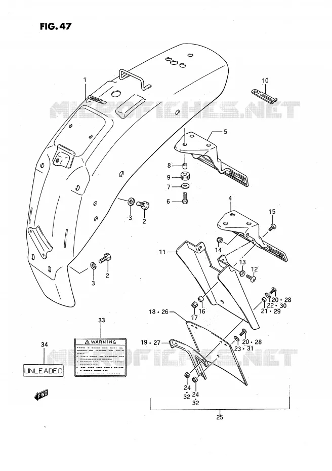 ACHTERSPATBORD Suzuki MOTO 650 SAVAGE 1991  LS650PM(E2)