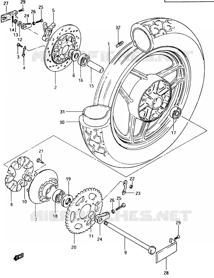 ACHTERWIEL (MODELE D) Suzuki MOTO 750 GSX-E 1984  GSX750ESE(D/E)