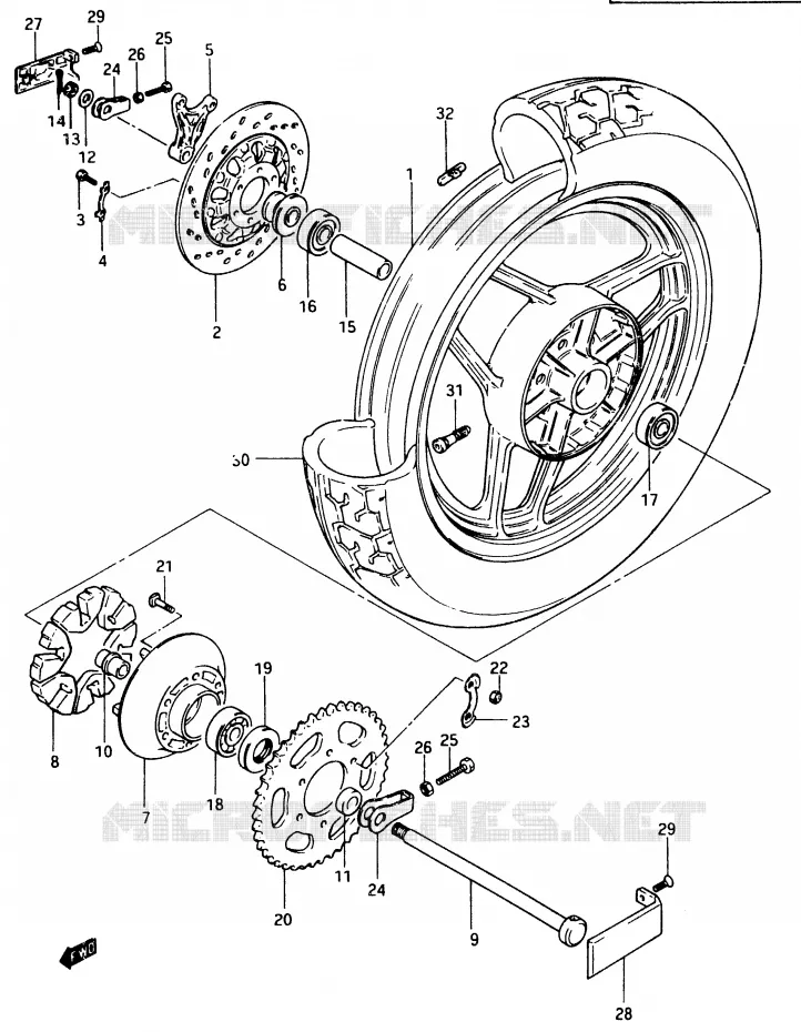 ACHTERWIEL (MODELE E) Suzuki MOTO 750 GSX-E 1984  GSX750ESE(D/E)