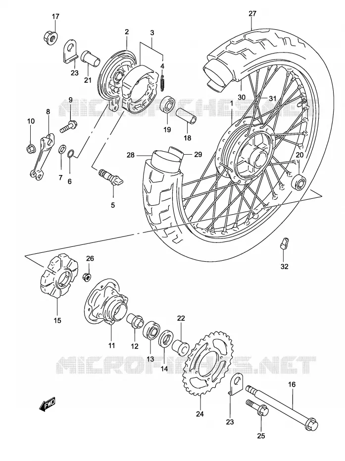 ACHTERWIEL Suzuki MOTO 250 MARAUDER 2003  GZ250K3(P19)