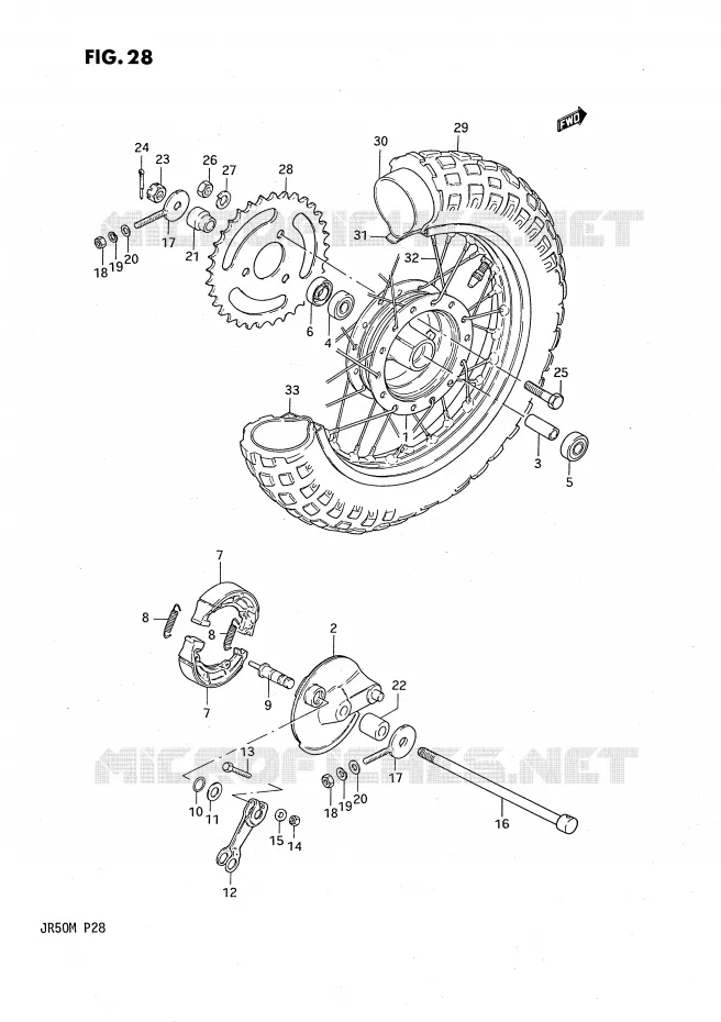 ACHTERWIEL Suzuki MOTO 50 JR 1990  JR50L(P28)
