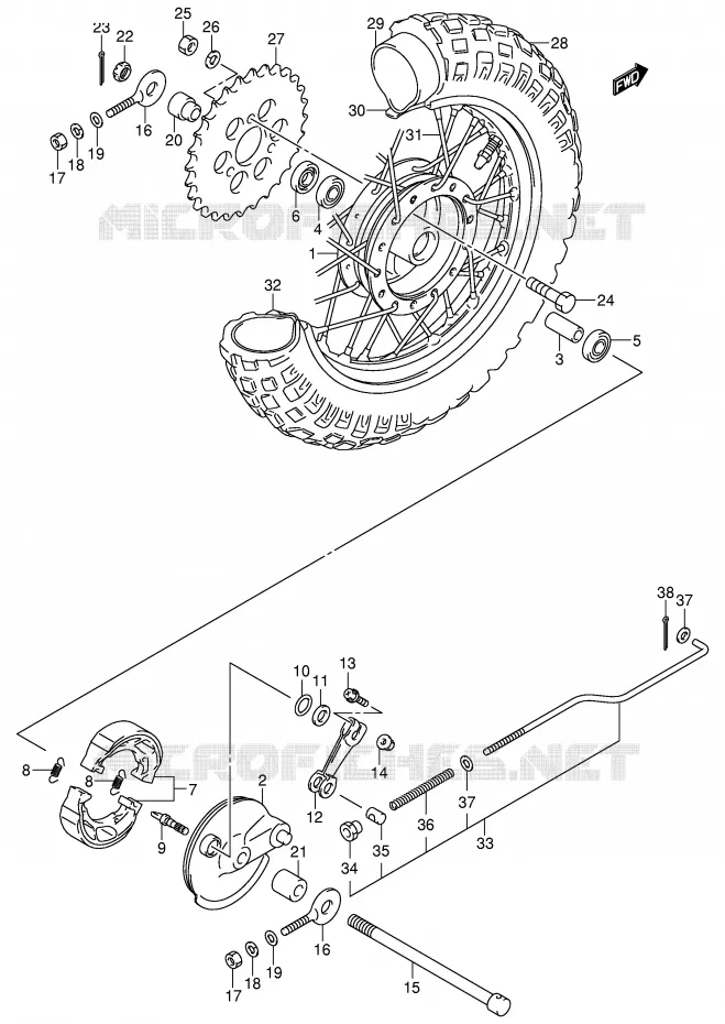 ACHTERWIEL Suzuki MOTO 50 JR 2001  JR50K1(P3/P28)
