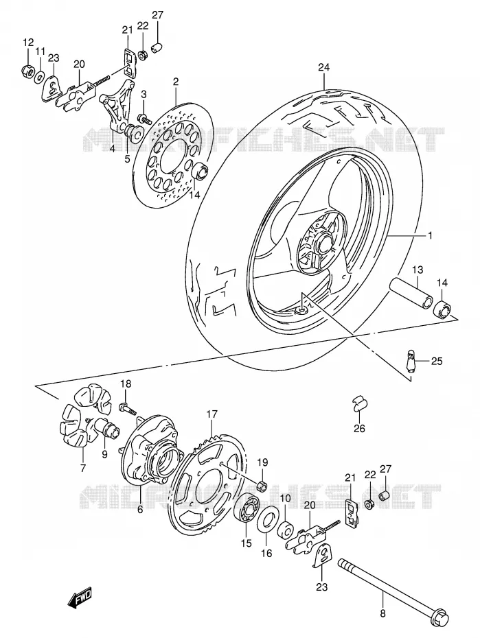 ACHTERWIEL Suzuki MOTO 600 GSX-F 1997  GSX600FU2V(E2)