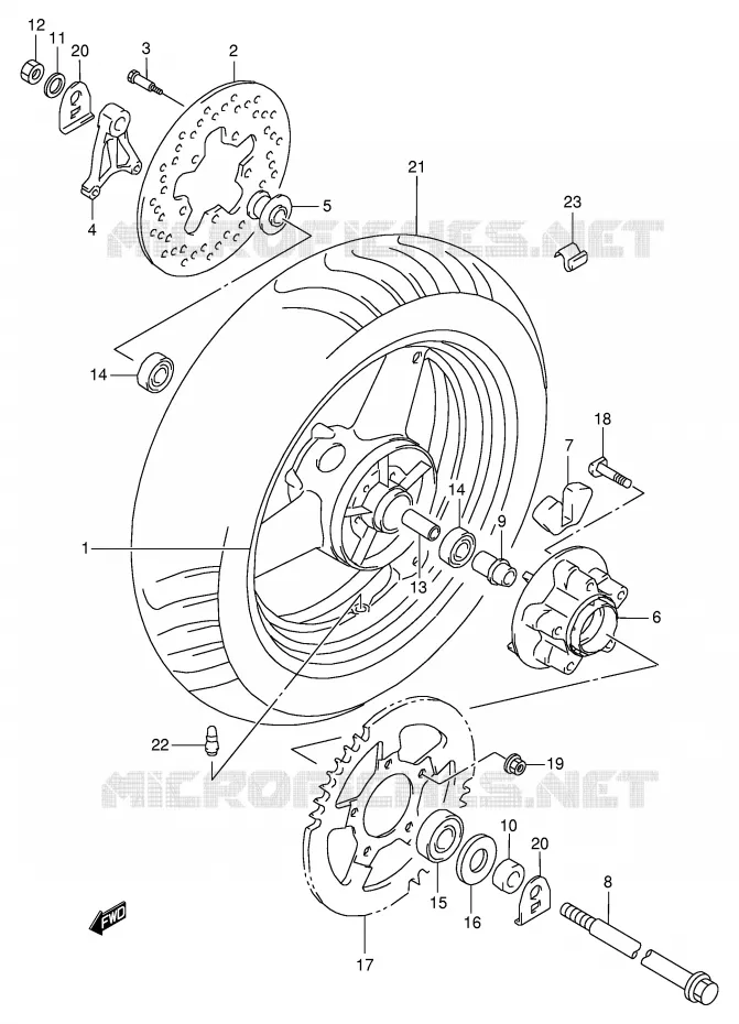 ACHTERWIEL Suzuki MOTO 600 GSX-F 2001  GSX600FK1(E2)