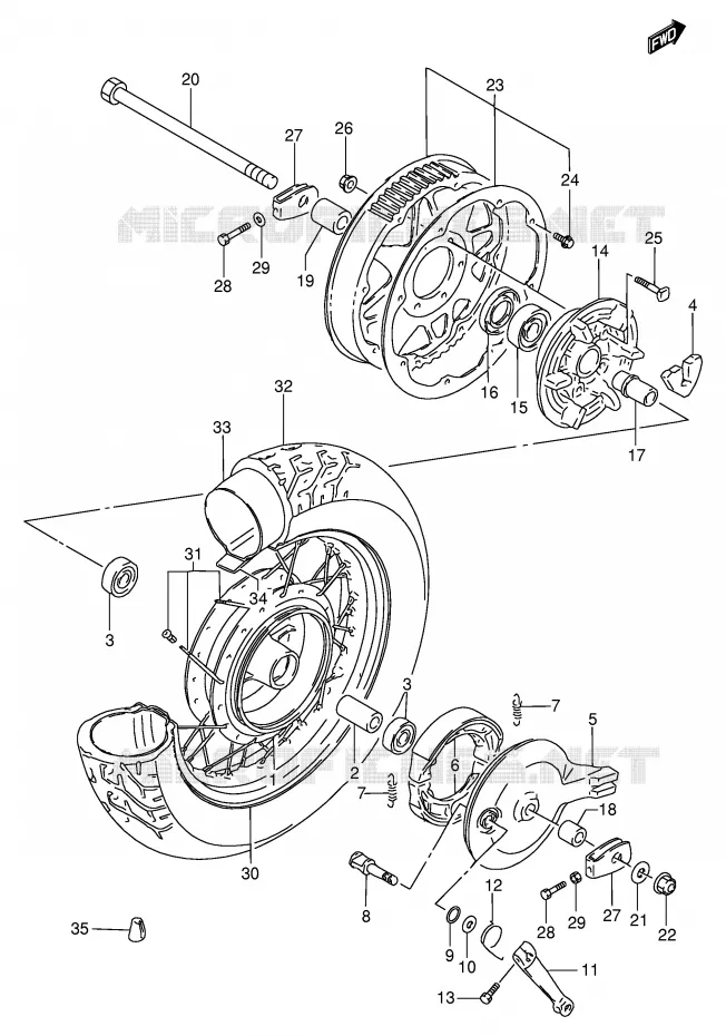 ACHTERWIEL Suzuki MOTO 650 SAVAGE 1997  LS650PV(E2)