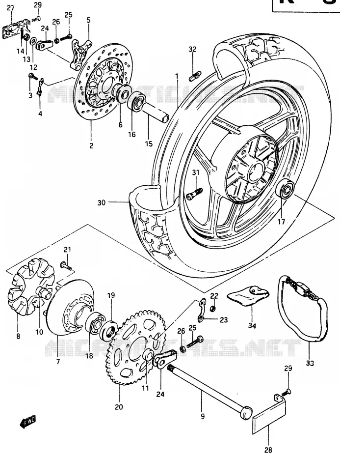 ACHTERWIEL Suzuki MOTO 750 GSX-E 1985  GSX750EFF(F)