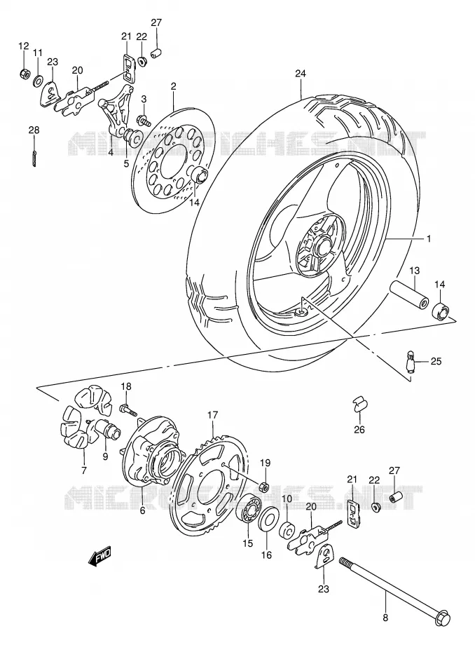 ACHTERWIEL Suzuki MOTO 750 GSX-F 1993  GSX750FP(E2)