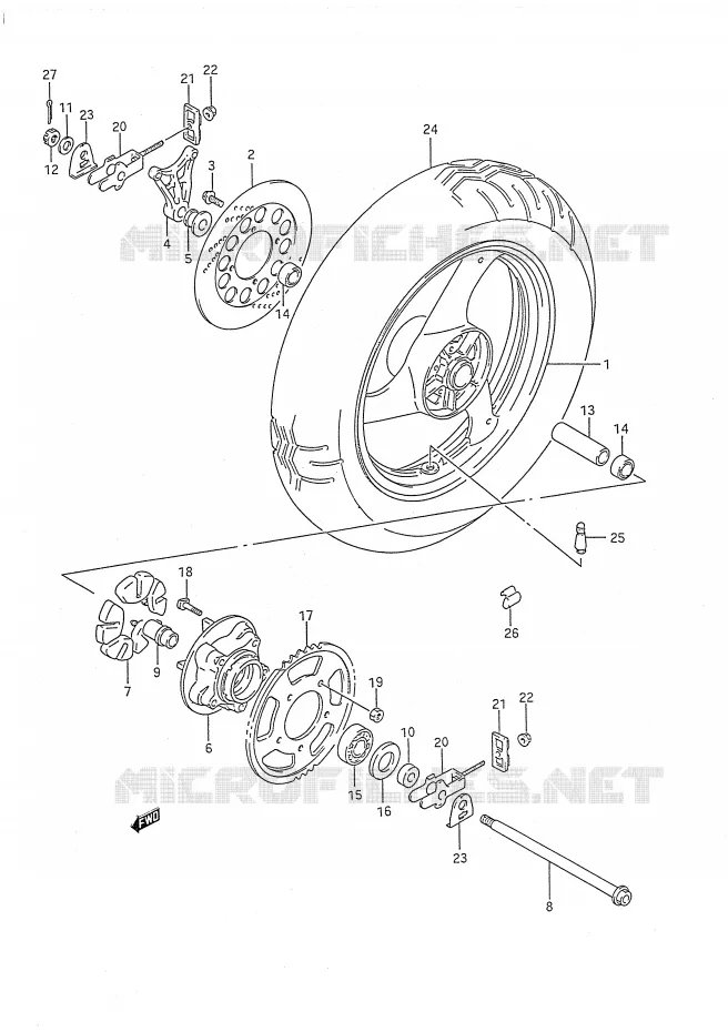 ACHTERWIEL Suzuki MOTO 750 GSX-F 1996  GSX750FT(E28)