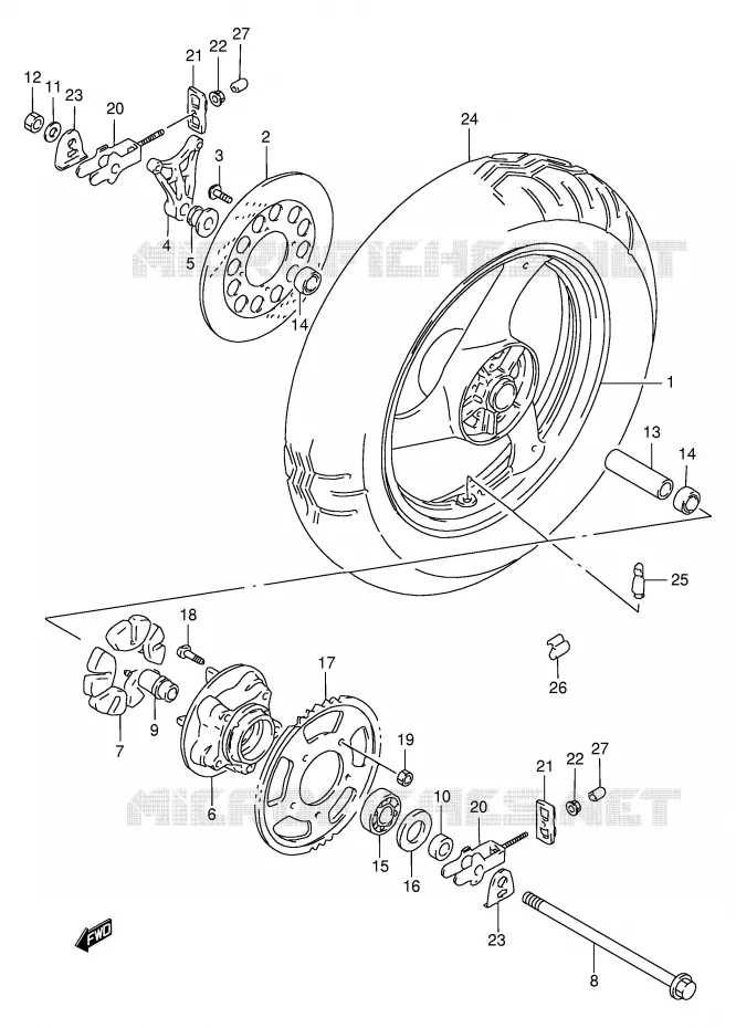 ACHTERWIEL Suzuki MOTO 750 GSX-F 1997  GSX750FV(E4)