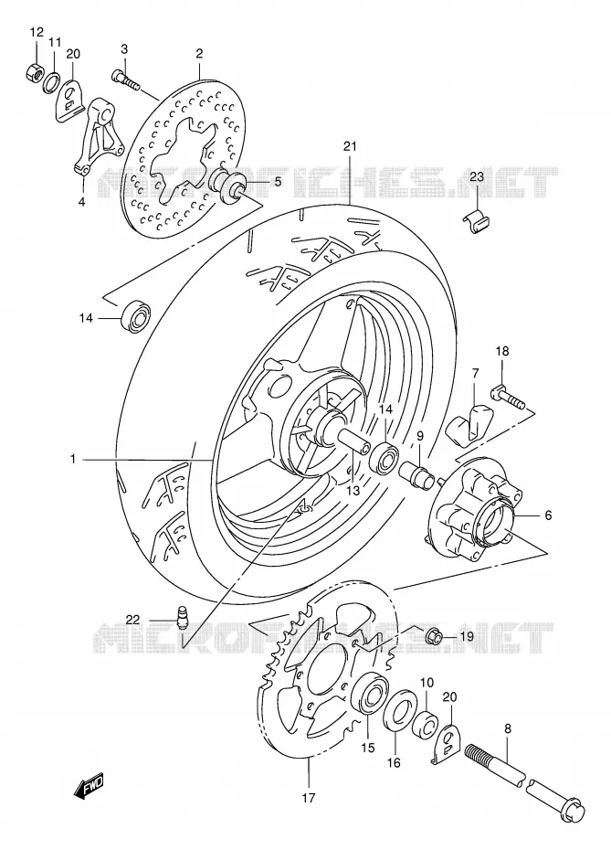 ACHTERWIEL Suzuki MOTO 750 GSX-F 1998  GSX750FW(E2)