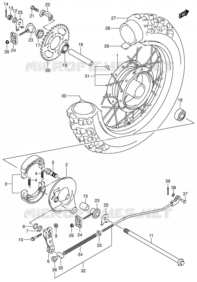 ACHTERWIEL Suzuki MOTO 80 JR 2001  JR80K1(P3/P28)
