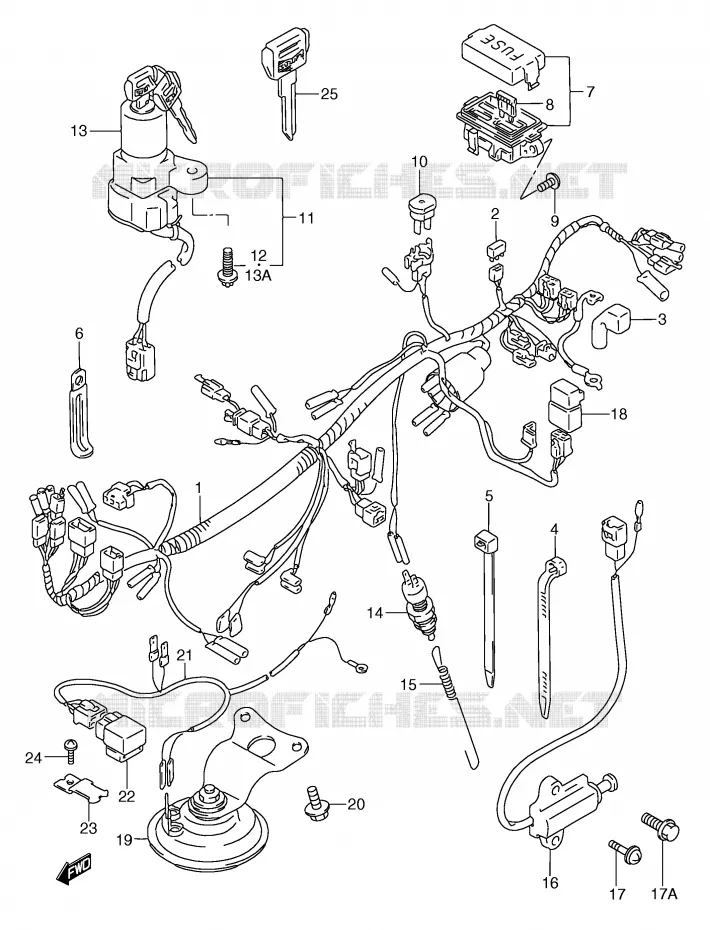 BEDRADING (MODELE K/L/M/N/P/R) Suzuki MOTO 750 GSX-F 1994  GSX750FR(E2)