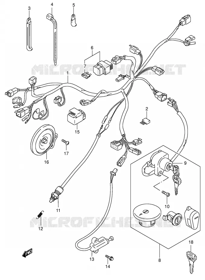 BEDRADING (MODELE K4) Suzuki MOTO 650 BOULEVARD 2003  LS650PK3(E3/E28)