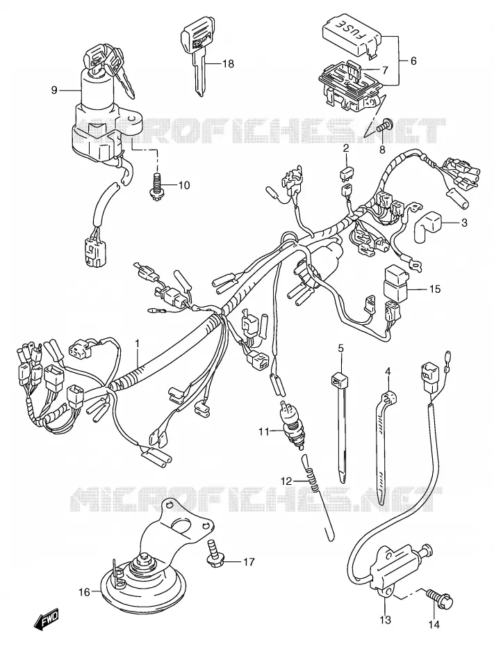 BEDRADING (MODELE S/T) Suzuki MOTO 750 GSX-F 1992  GSX750FN(E2)
