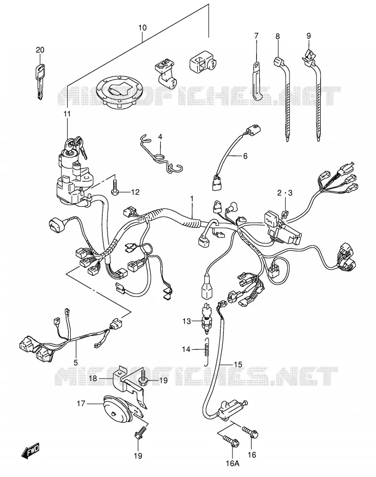 BEDRADING (MODELE W/X/Y/K1/K2) Suzuki MOTO 600 GSX-F 2000  GSX600FUY(E2)