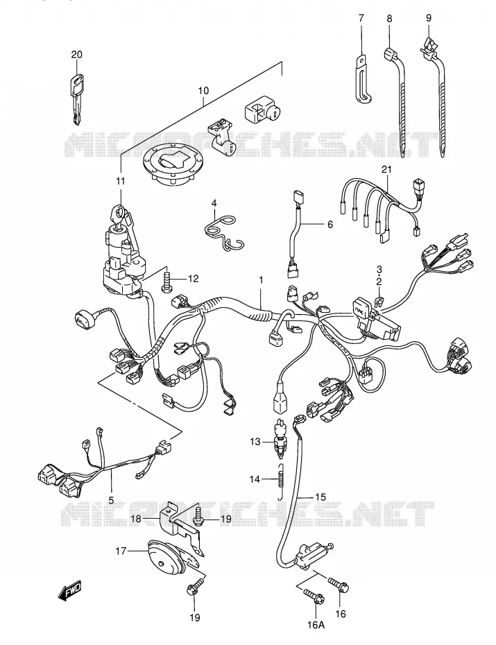 BEDRADING (MODELE W/X/Y/K1/K2) Suzuki MOTO 750 GSX-F 2003  GSX750FK3(E2)