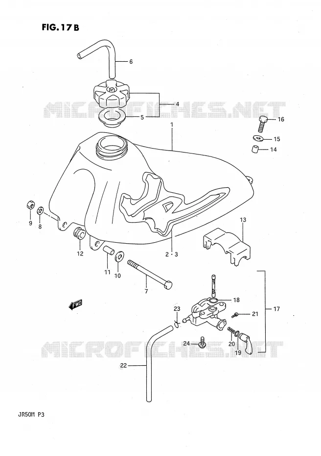 BENZINETANK (MODELE M) Suzuki MOTO 50 JR 1990  JR50L(P3)