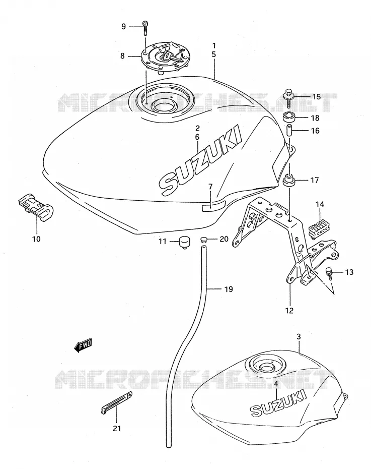 BENZINETANK (MODELE P/R/S/T) Suzuki MOTO 750 GSX-F 1991  GSX750FM(E28)