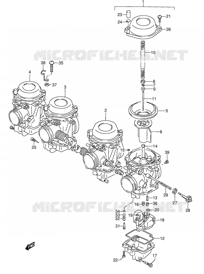 CARBURATOR (GSX600FU2R/FU2S E22) Suzuki MOTO 600 GSX-F 1988  GSX600FU2J(E2)