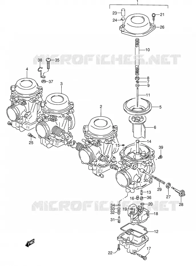 CARBURATOR (MODEL L/M/N/P/R/S,MODEL L E17 ~F.NO.107606) Suzuki MOTO 600 GSX-F 1991  GSX600FM(E2)
