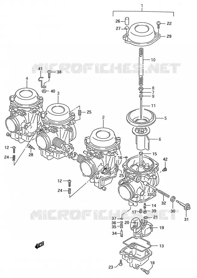 CARBURATOR (MODELE L/M/N/P/R/S/T) Suzuki MOTO 600 GSX-F 1992  GSX600FUN(E28)