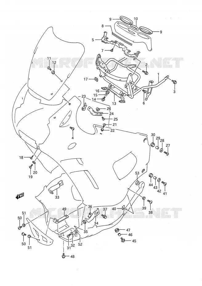 FAIRING INSTALLATIEDELEN Suzuki MOTO 750 GSX-F 1991  GSX750FM(E28)