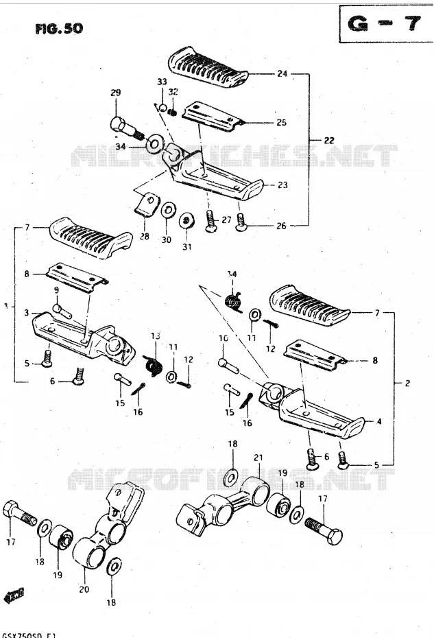 FOOTREST (MODELE D) Suzuki MOTO 750 GSX-S 1983  GSX750SD(E1)