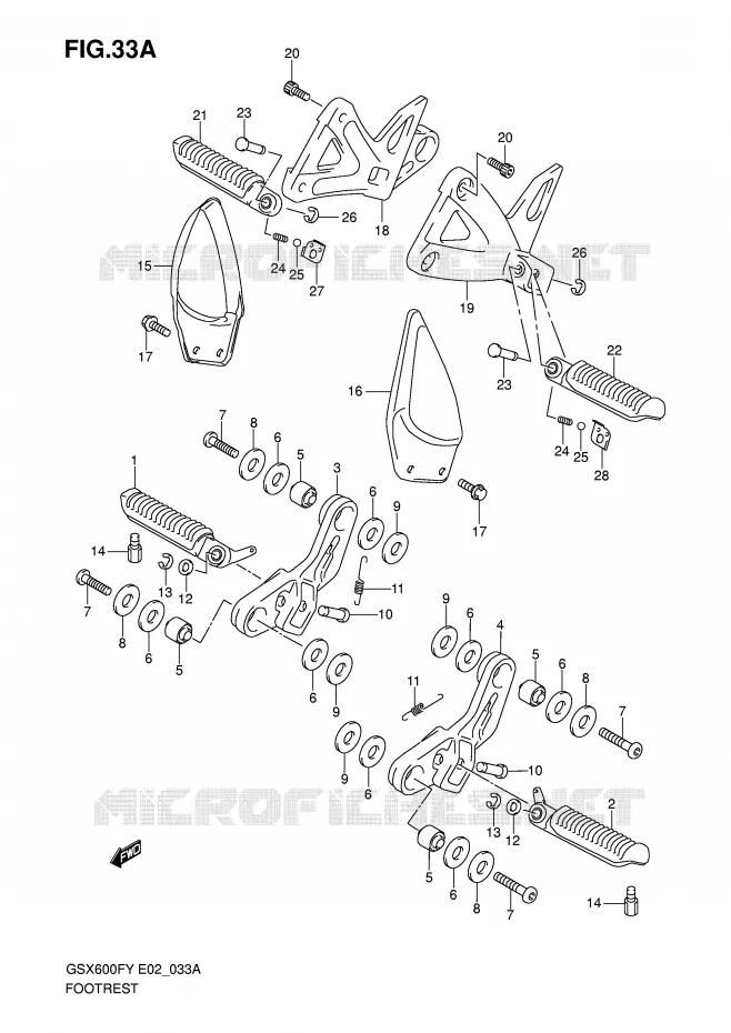 FOOTREST (MODELE K1/K2/K3) Suzuki MOTO 600 GSX-F 1999  GSX600FUX(E2)