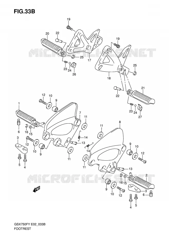 FOOTREST (MODELE K1/K2/K3) Suzuki MOTO 750 GSX-F 2003  GSX750FLK3(E2)