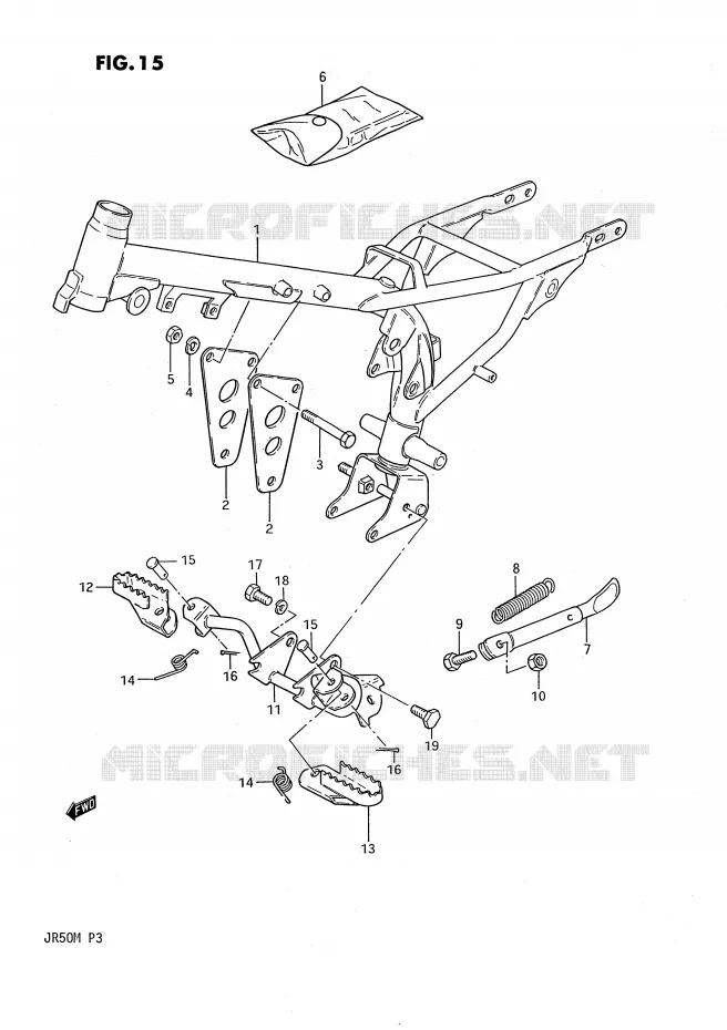 FRAME - FOOTREST Suzuki MOTO 50 JR 1987  JR50H(P3)