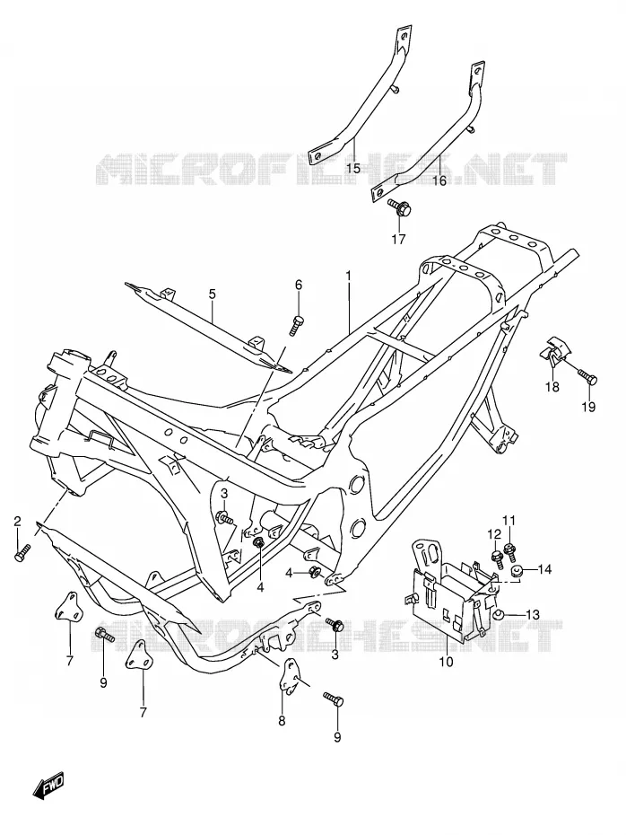 FRAME (MODELE P/R/S/T) Suzuki MOTO 600 GSX-F 1993  GSX600FP(E2)