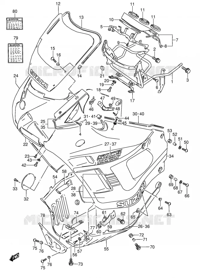 FRONT KUIP (MODELE L) Suzuki MOTO 600 GSX-F 1994  GSX600FR(E2)