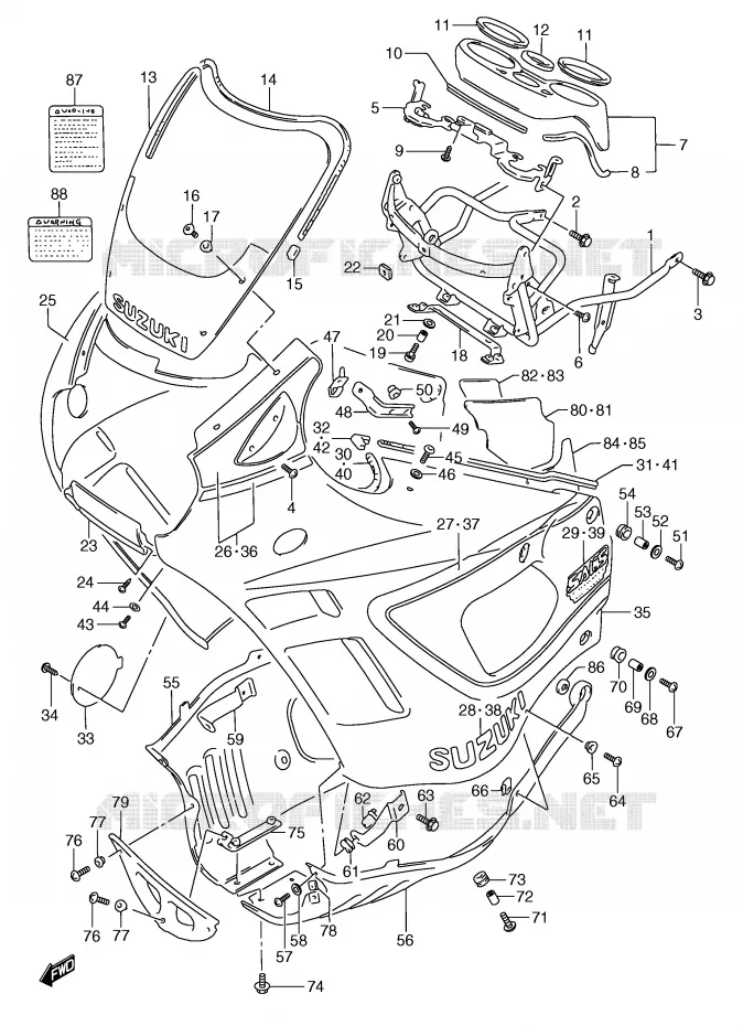 FRONT KUIP (MODELE L) Suzuki MOTO 750 GSX-F 1991  GSX750FM(E2)
