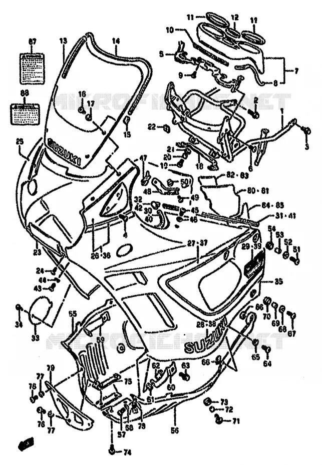 FRONT KUIP (MODELE L) Suzuki MOTO 750 GSX-F 1991  GSX750FM(K-T)