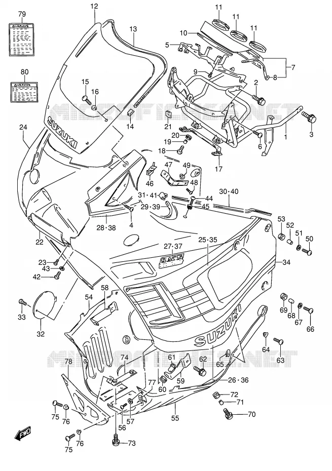 FRONT KUIP (MODELE M 0JW) Suzuki MOTO 600 GSX-F 1992  GSX600FN(E2)