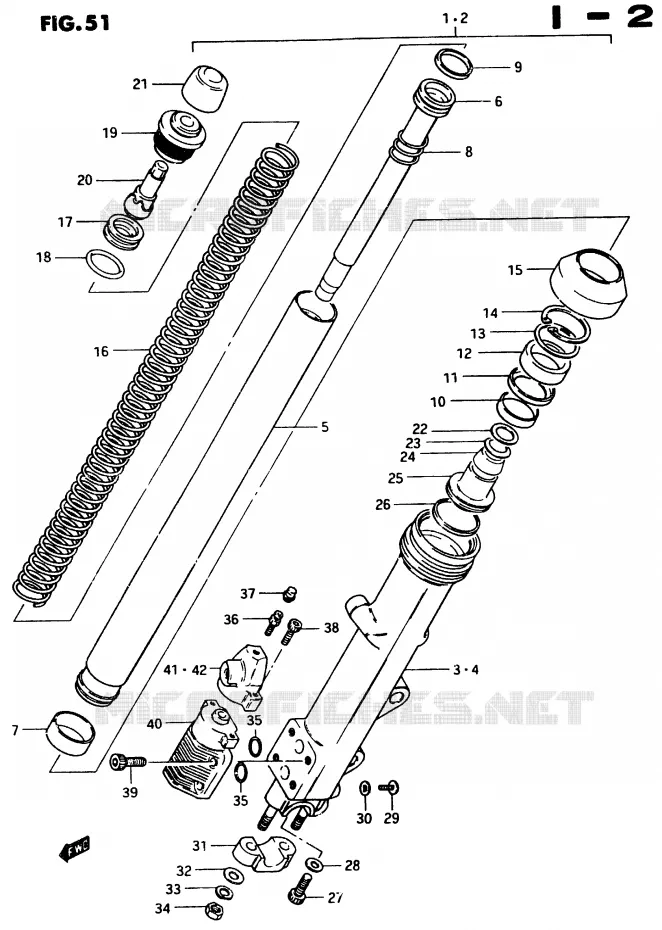 FRONT SCHOKDEMPER (MODELE D) Suzuki MOTO 750 GSX-E 1984  GSX750ESE(D/E)