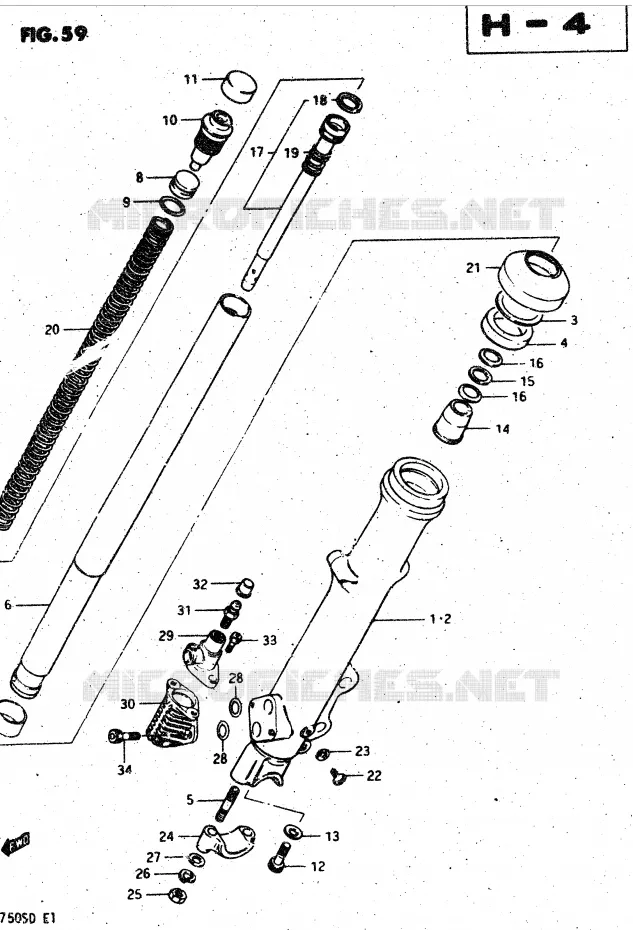 FRONT SCHOKDEMPER (MODELE D) Suzuki MOTO 750 GSX-S 1983  GSX750SD(E1)