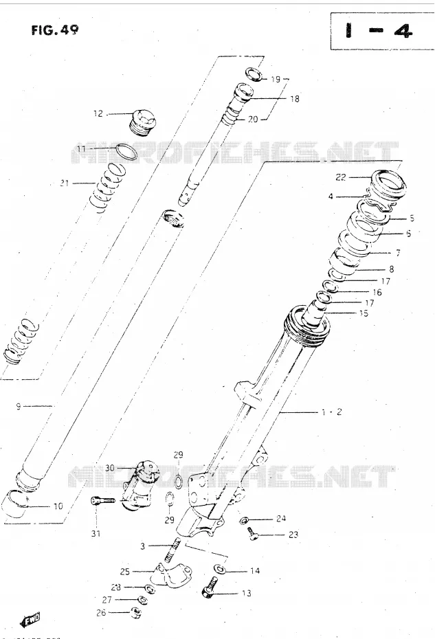 FRONT SCHOKDEMPER (MODELE F) Suzuki MOTO 500 GSX-E 1984  GSX500ESE(E39)