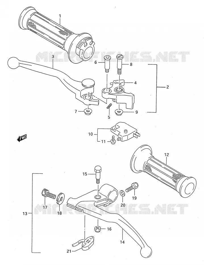 HANDGRIPS - LEVERS Suzuki MOTO 750 GSX-F 1994  GSX750FR(E28)