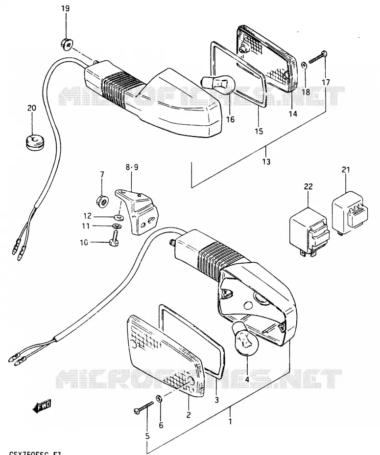 INDICATOREN (E2,E21) Suzuki MOTO 750 GSX-E 1986  GSX750ESG(F)