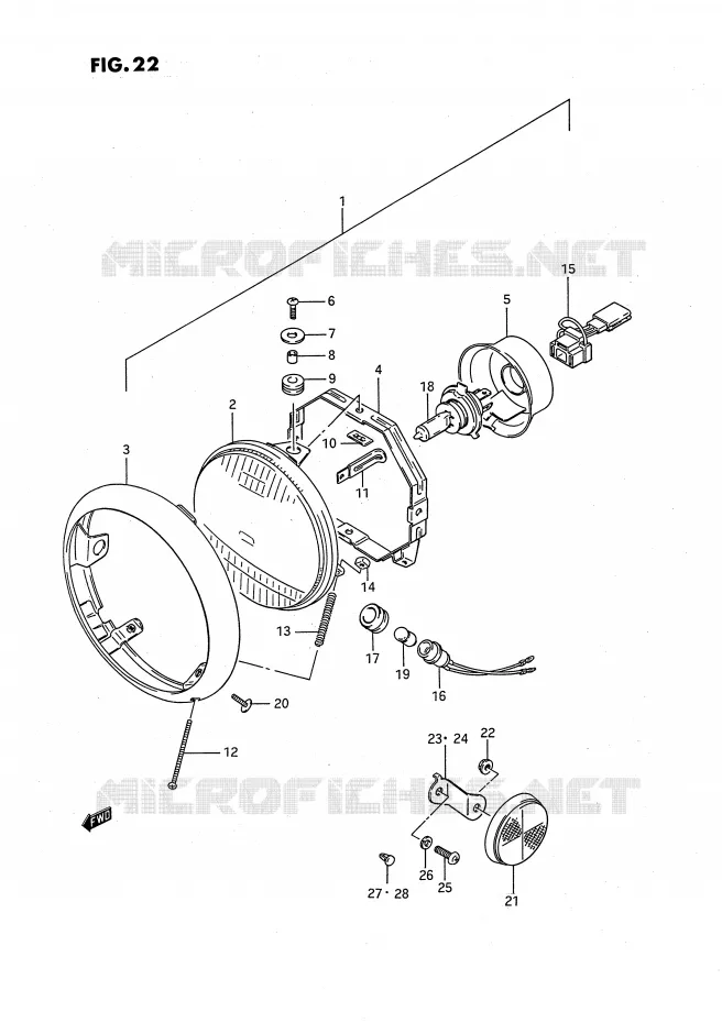 KOPLAMP (MODELE G/J/K/L/M) Suzuki MOTO 650 SAVAGE 1988  LS650PJ(E2)