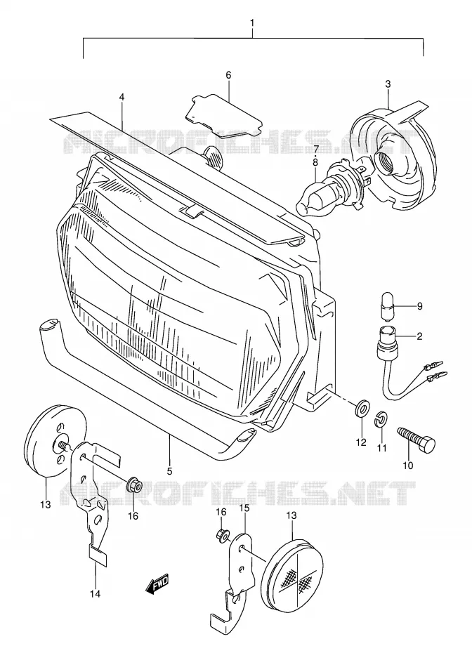 KOPLAMP (MODELE J/K/L/M/N) Suzuki MOTO 600 GSX-F 1990  GSX600FL(E2)
