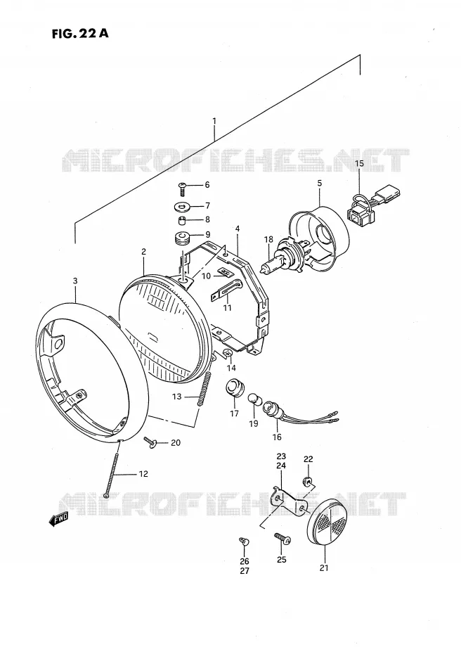 KOPLAMP (MODELE R) Suzuki MOTO 650 SAVAGE 1994  LS650PR(E2)