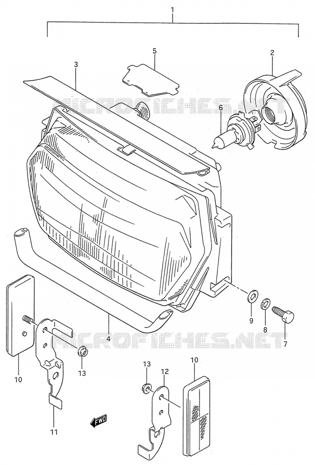 KOPLAMP Suzuki MOTO 600 GSX-F 1990  GSX600FU2L(E28)