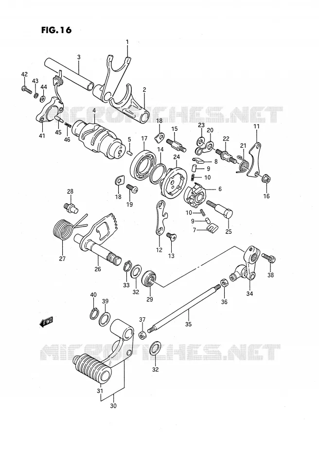 SCHAKELEN ASSY (MODELE G/J/K/L,LS650PM E1) Suzuki MOTO 650 SAVAGE 1990  LS650PL(E2)