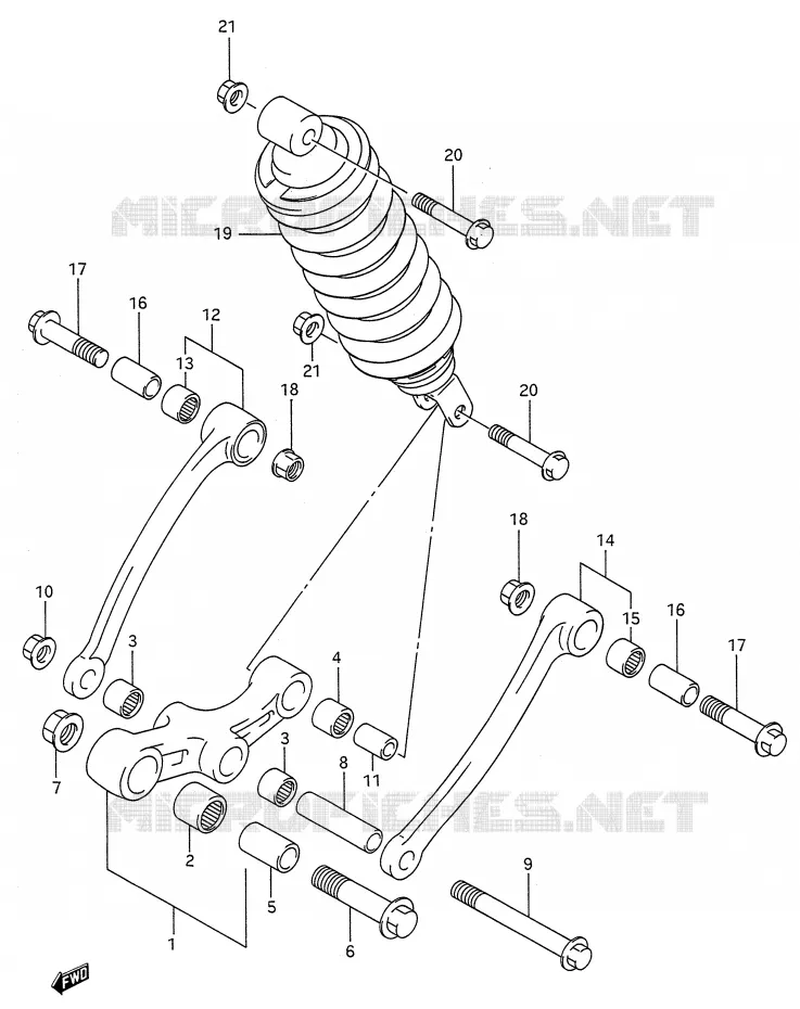 SCHOKBREKER AANEENSCHAKELING (MODELE J) Suzuki MOTO 600 GSX-F 1991  GSX600FM(E28)