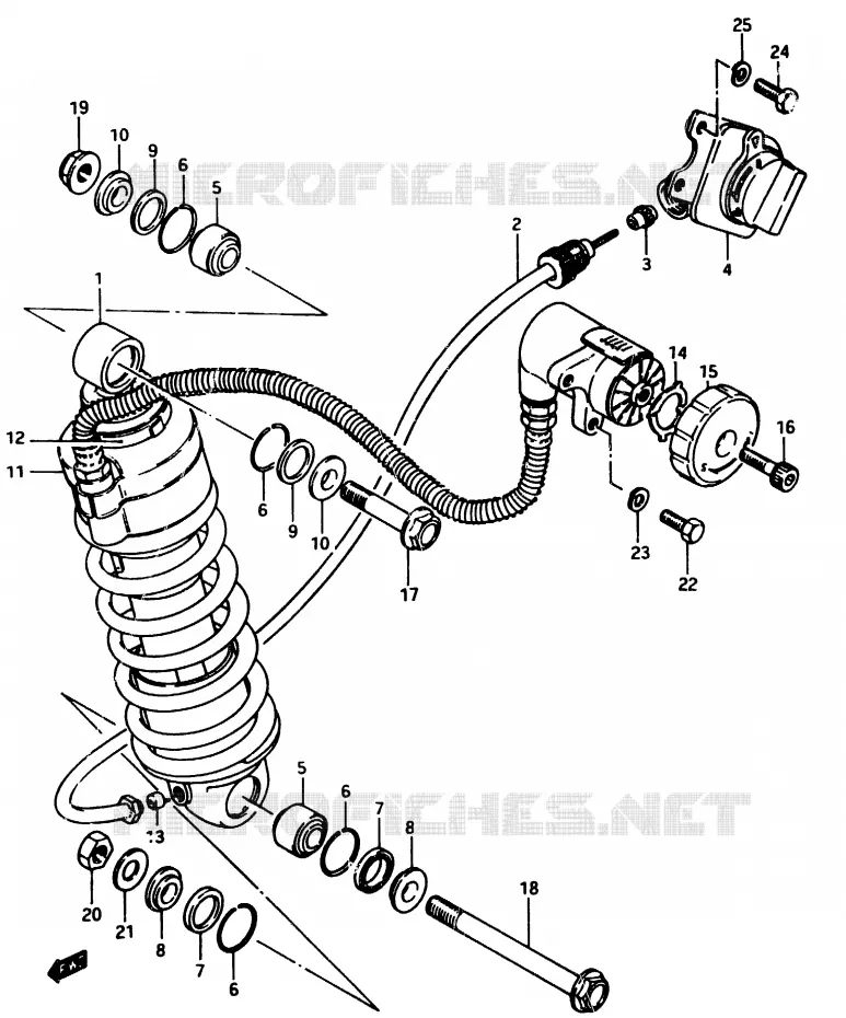 SCHOKDEMPER (MODELE D) Suzuki MOTO 750 GSX-E 1984  GSX750EFE(D/E)