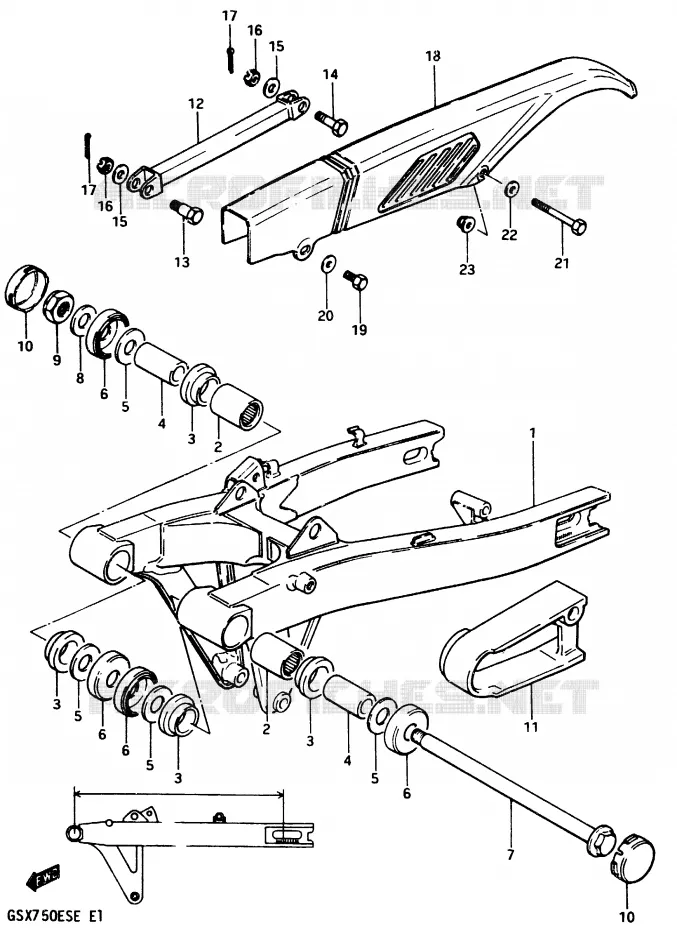 SWINGARM (MODELE D) Suzuki MOTO 750 GSX-E 1984  GSX750ESE(D/E)