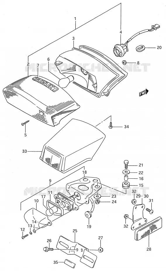 TAIL LIGHT - LICENTIE LAMP Suzuki MOTO 600 GSX-F 1991  GSX600FUM(E28)