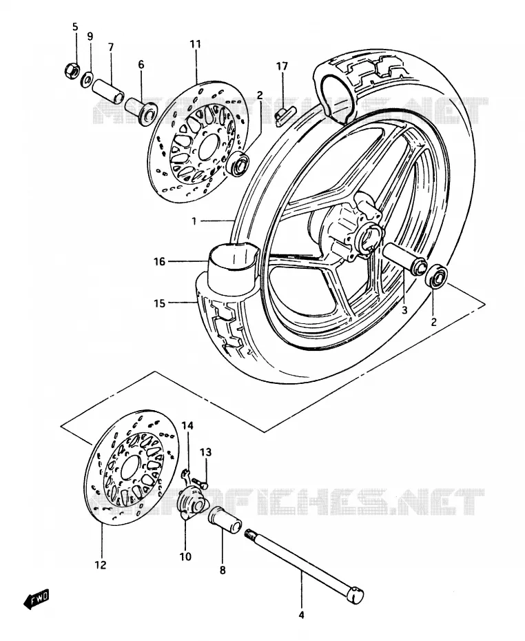 VOORWIEL (GSX750ESD) Suzuki MOTO 750 GSX-E 1984  GSX750EE(D/E)